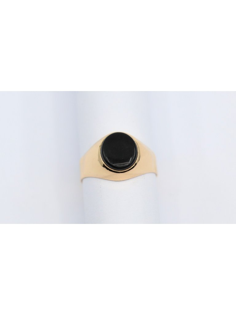 Unique 18k Karat Solid Yellow Gold Designer Oval Onyx Statement Ring  Size 875